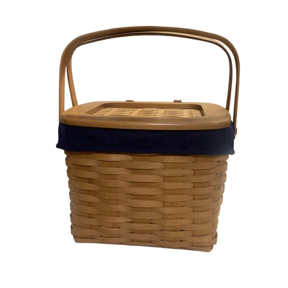 Longaberger 2002 Weekender Basket Blue Fabric Liner, Protector‎ & Insert